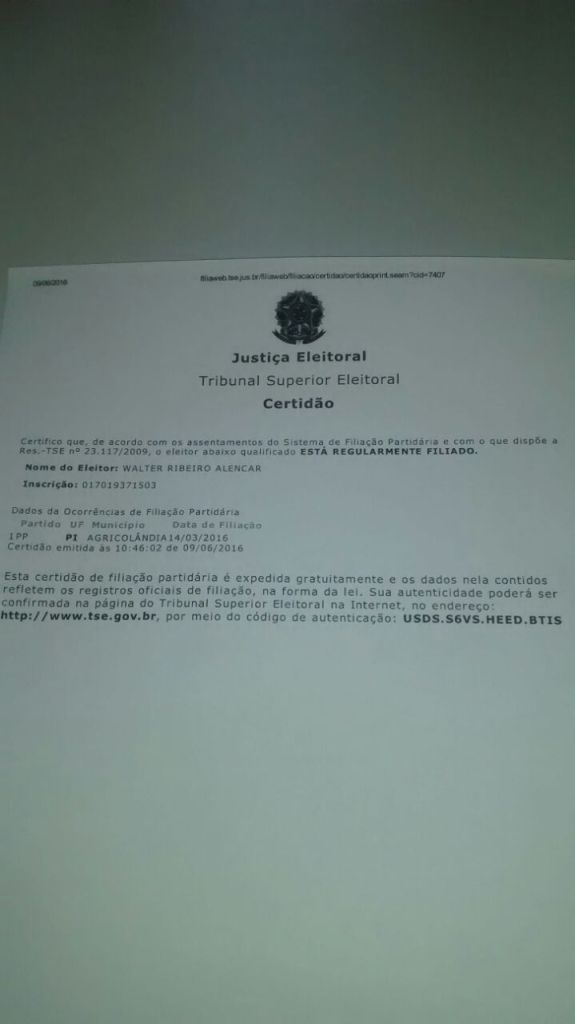 Filiação do prefeito Walter Alencar está Homologada no TSE - Imagem 1