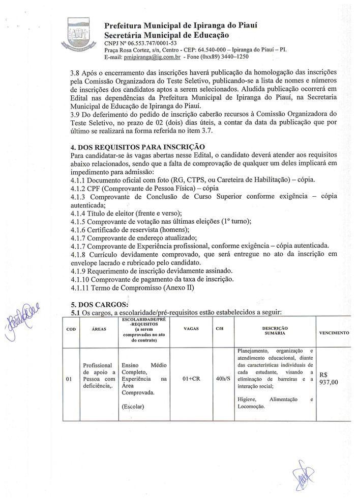 SEMED de Ipiranga Divulga Edital de Processo Seletivo - Imagem 3