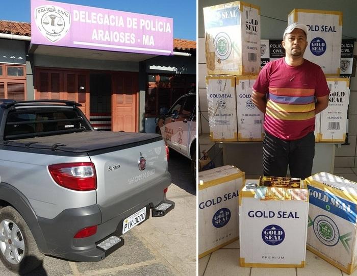 Carro e acusado preso.  (Crédito: Polícia Civil / Divulgação)