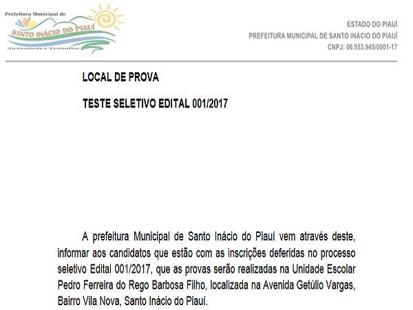 Prefeitura de divulga local de provas do teste seletivo - Imagem 1