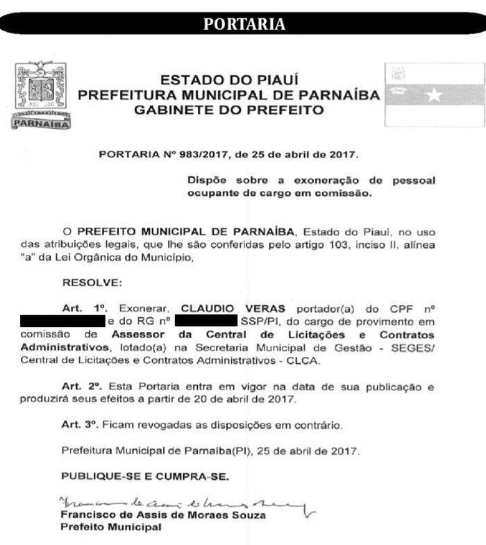 Preso por tráfico em Parnaíba foi exonerado da prefeitura em abril - Imagem 1