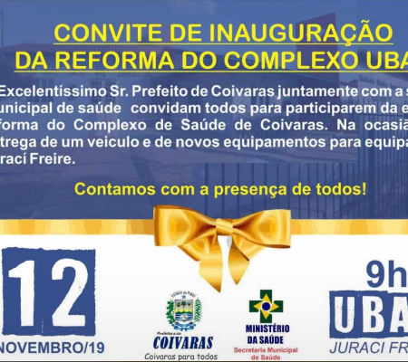 Inauguração de obra: Marcelino Almeida irá inaugurar dia 12 de novembro reforma e modernização da UBS Juraci Freire