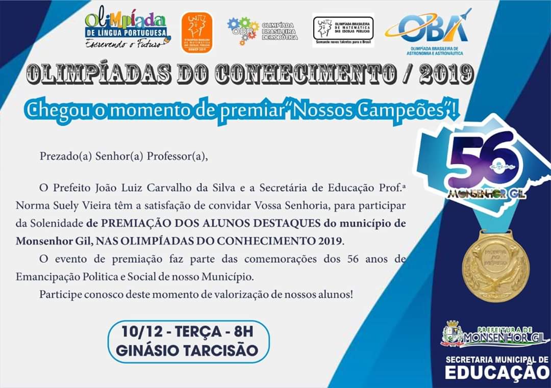 Manhã de Premiação aos Campeões das Olimpíadas do Conhecimento. Oscar da Educação  - Imagem 2