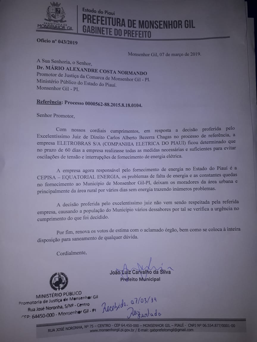 Prefeito João Luiz aciona ministério público para cumprir decisão judicial sobre falta de energia elétrica  - Imagem 2