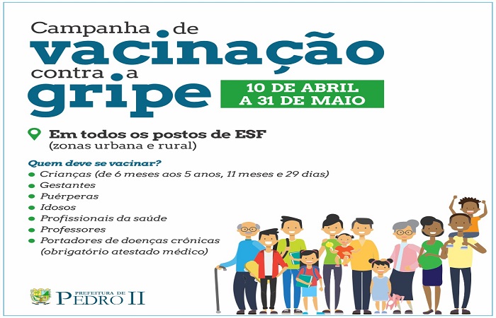 Campanha de vacinação contra a gripe é iniciada nesta quarta(10) em Pedro II