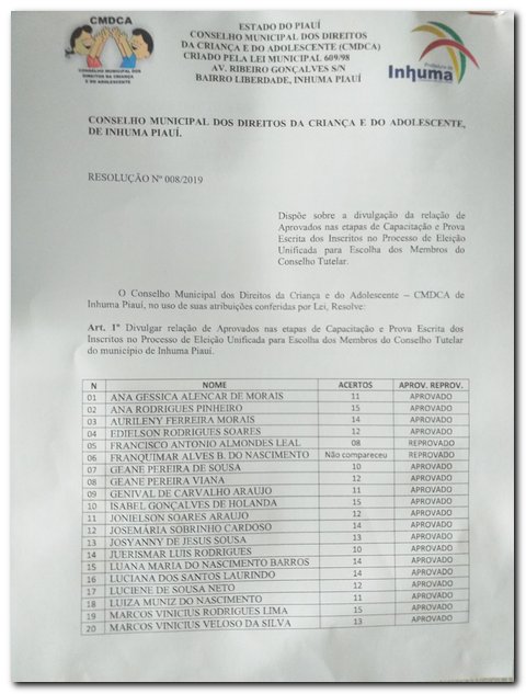 CMDCA divulga relação de aprovados na prova escrita - Imagem 1