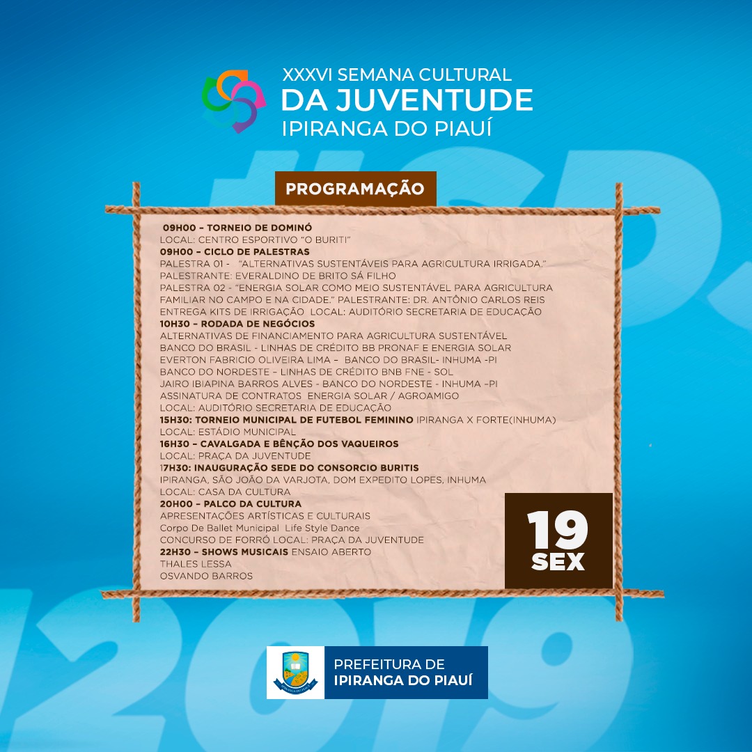 Confira a programação da XXXVI Semana Cultural da Juventude Ipiranguense - Imagem 6