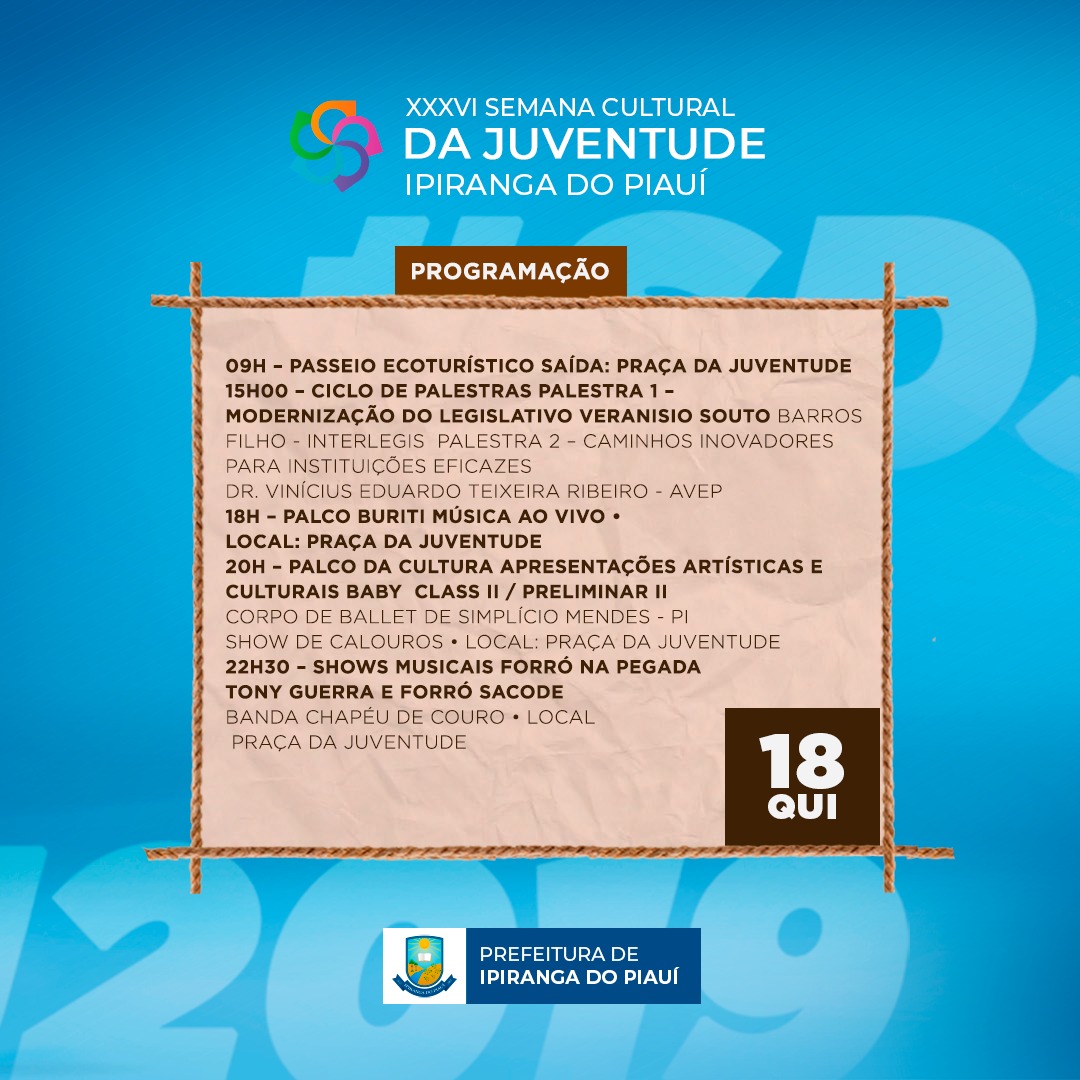 Confira a programação da XXXVI Semana Cultural da Juventude Ipiranguense - Imagem 5