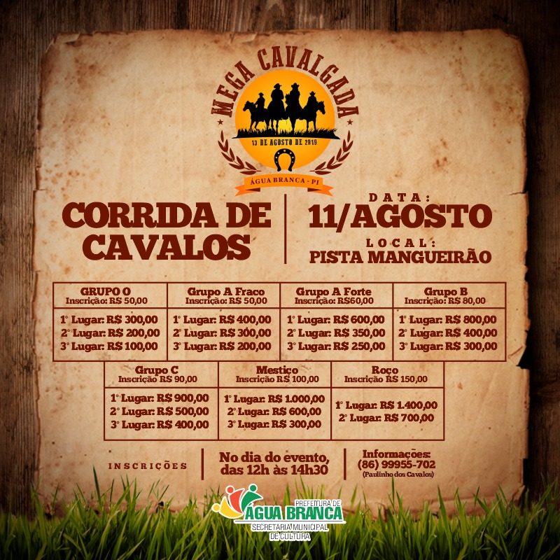 Organização da Corrida de cavalos de Água Branca anuncia premiação no valor de 10.000,00 - Imagem 1