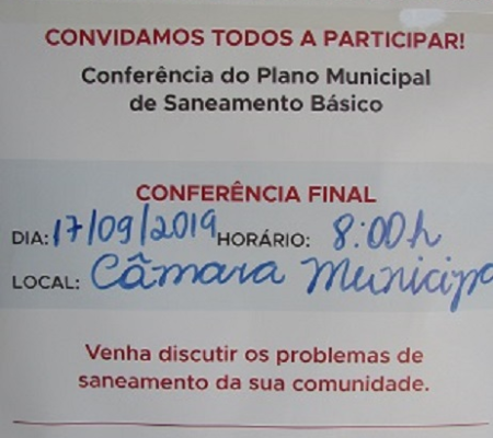 Prefeitura convida população para Conferência de Saneamento Básico