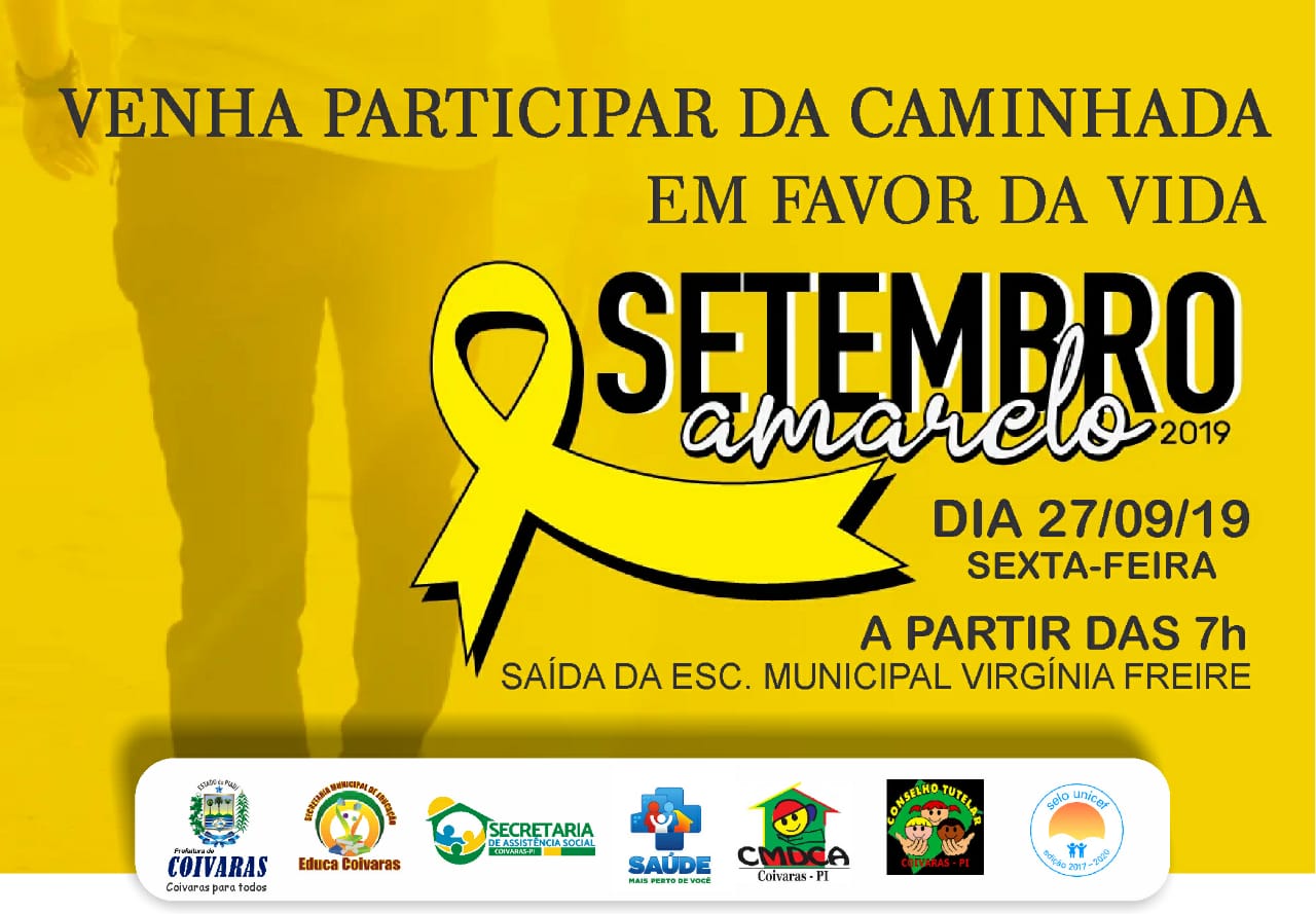 EM FAVOR DA VIDA: Coivaras realizará Caminhada em alusão ao Setembro Amarelo - Imagem 1