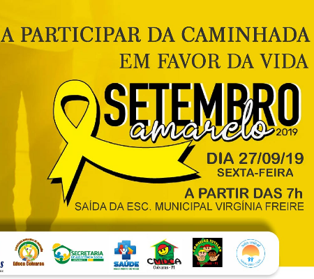 EM FAVOR DA VIDA: Coivaras realizará Caminhada em alusão ao Setembro Amarelo