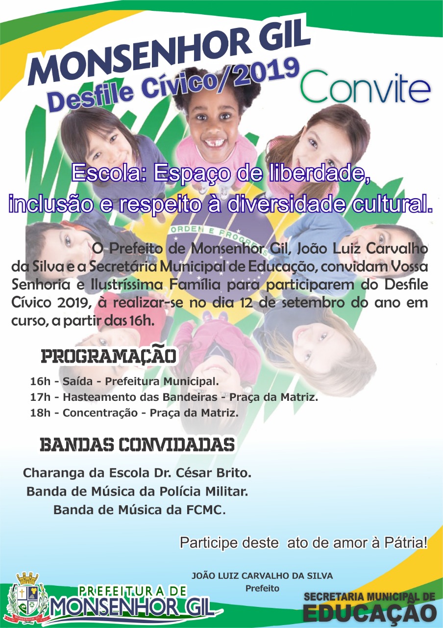 Desfile Cívico em Monsenhor Gil será dia 12 de setembro - Imagem 1