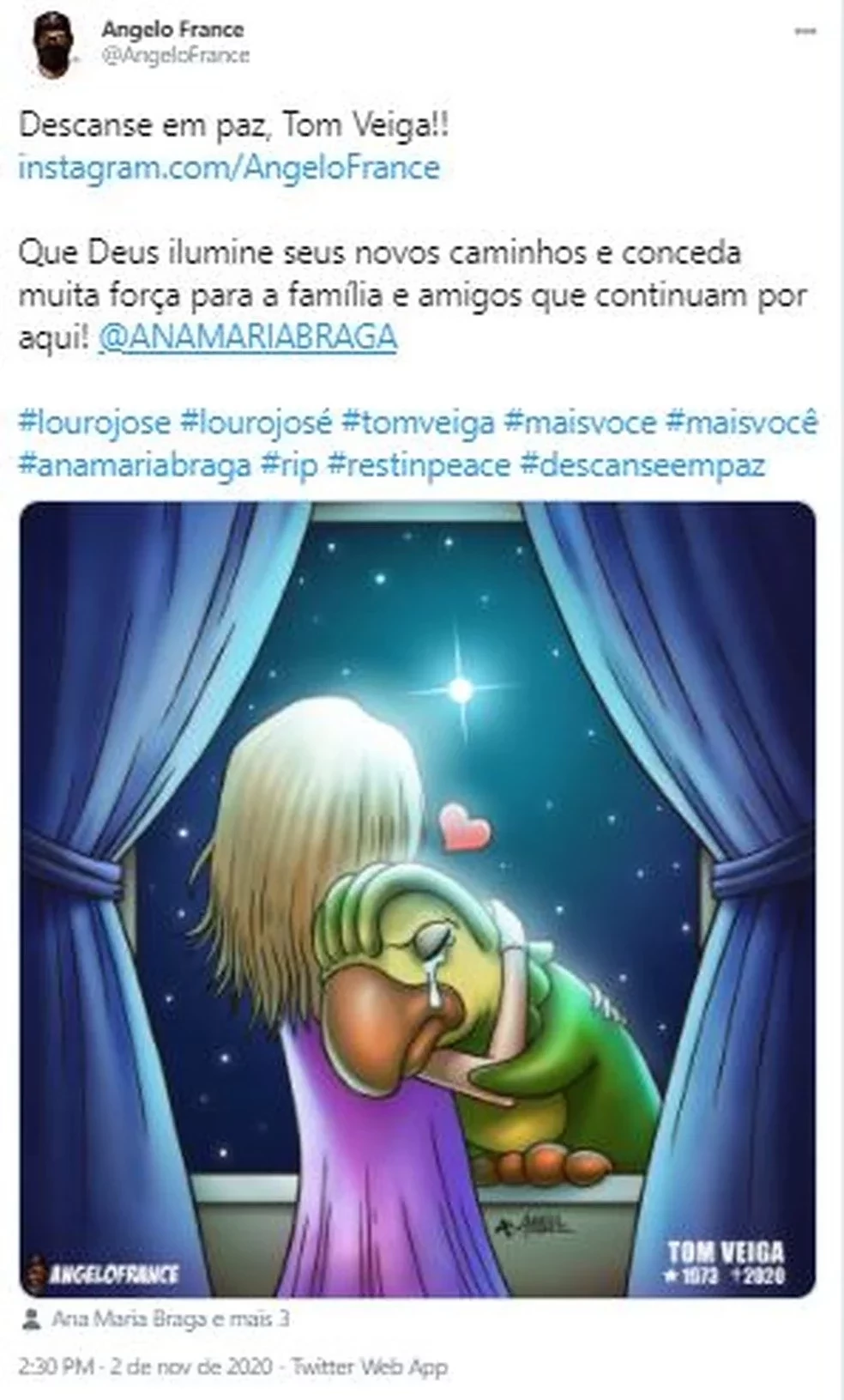 Ilustrações com Tom Veiga invadem as redes sociais em homenagens - imagem 28901