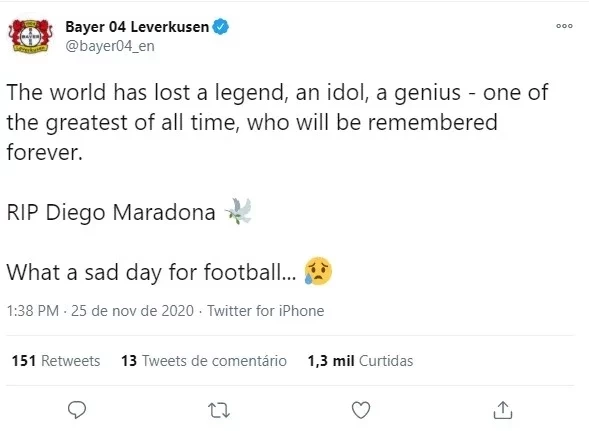 Atletas e artistas lamentam morte do craque Diego Maradona - imagem 30015