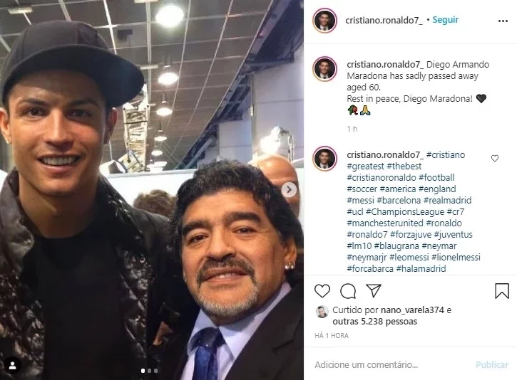 Atletas e artistas lamentam morte do craque Diego Maradona - imagem 30044