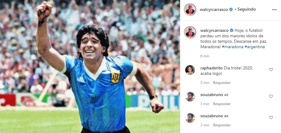 Atletas e artistas lamentam morte do craque Diego Maradona - imagem 30016