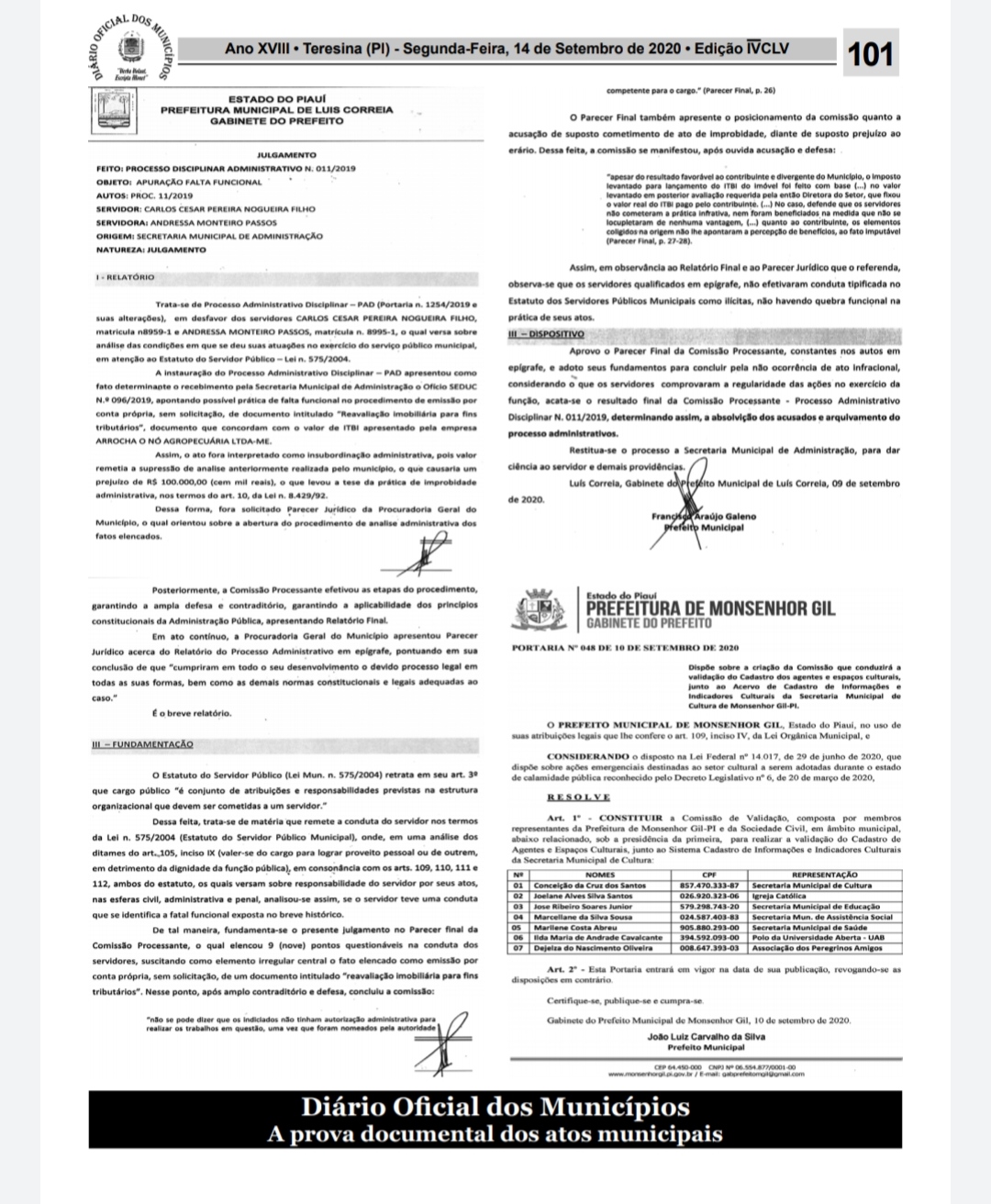 Monsenhor Gil dá início ao pagamento dos beneficiários do Auxílio Emergencial da Cultura - Lei Aldir Blanc - Imagem 3