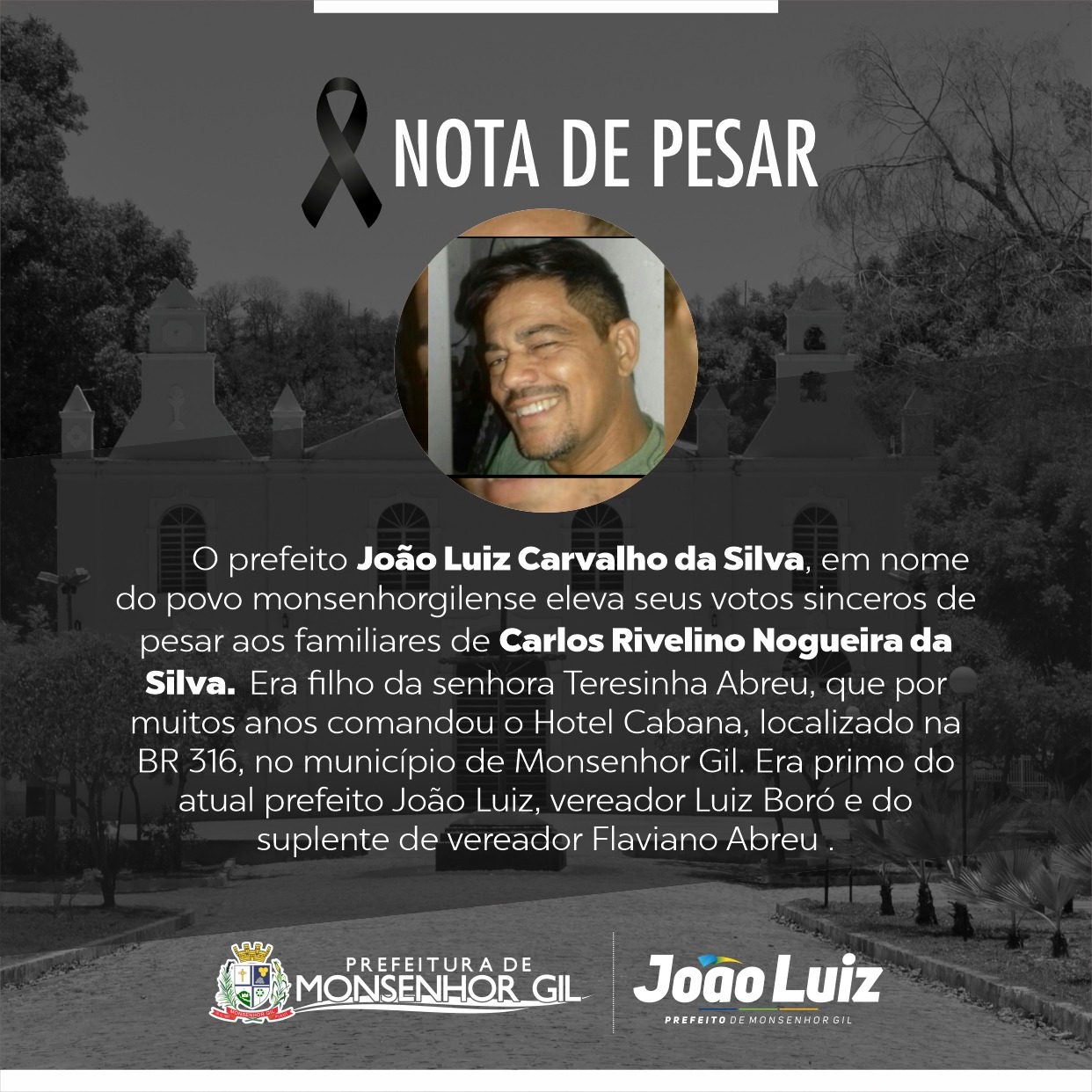 Monsenhor Gil se despede de Rivelino Nogueira, vítima de Covid-19  - Imagem 1