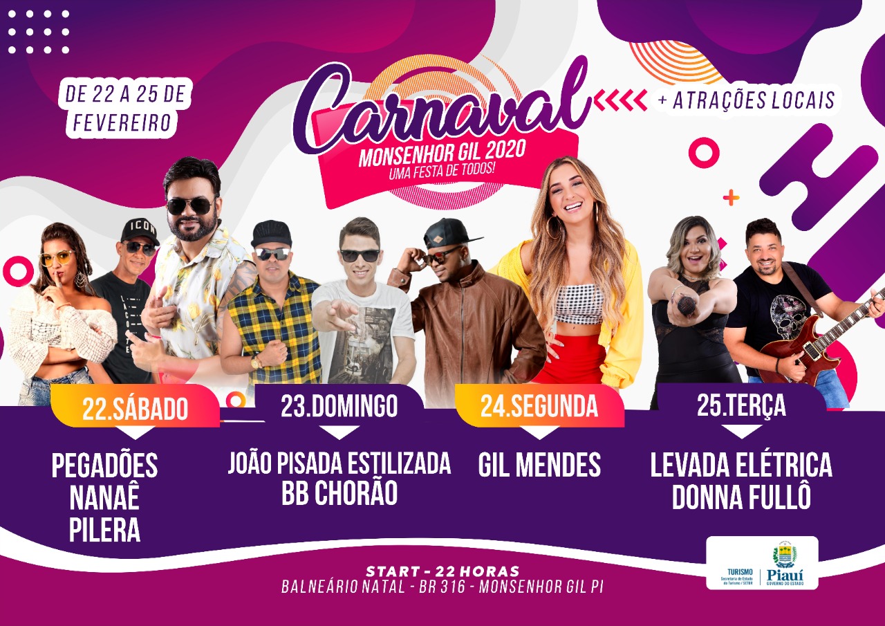 Confirmada a programação de Carnaval de Monsenhor Gil 2020 - Imagem 1
