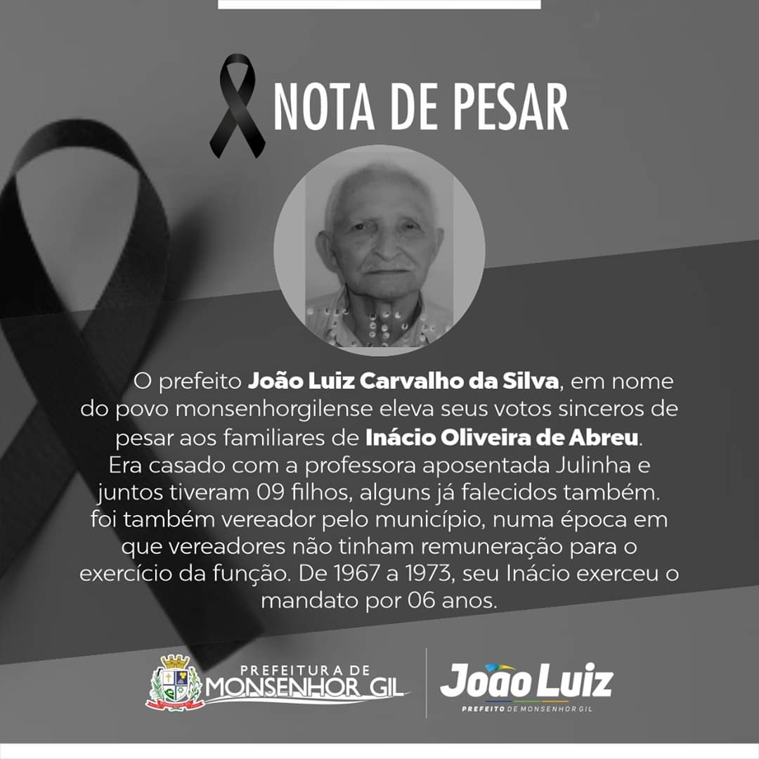 Prefeito João Luiz se solidariza com a família e amigos do senhor Inácio Abreu - Imagem 1