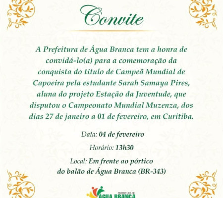 Estudante de Água Branca vence Campeonato Mundial de Capoeira