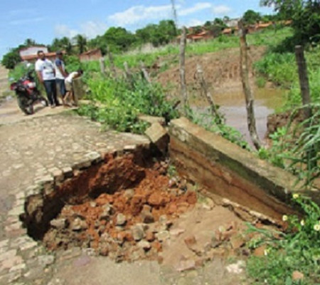 Obras de raspagem em margem de riacho tem consequência negativa com erosão na rua Alto da Luz
