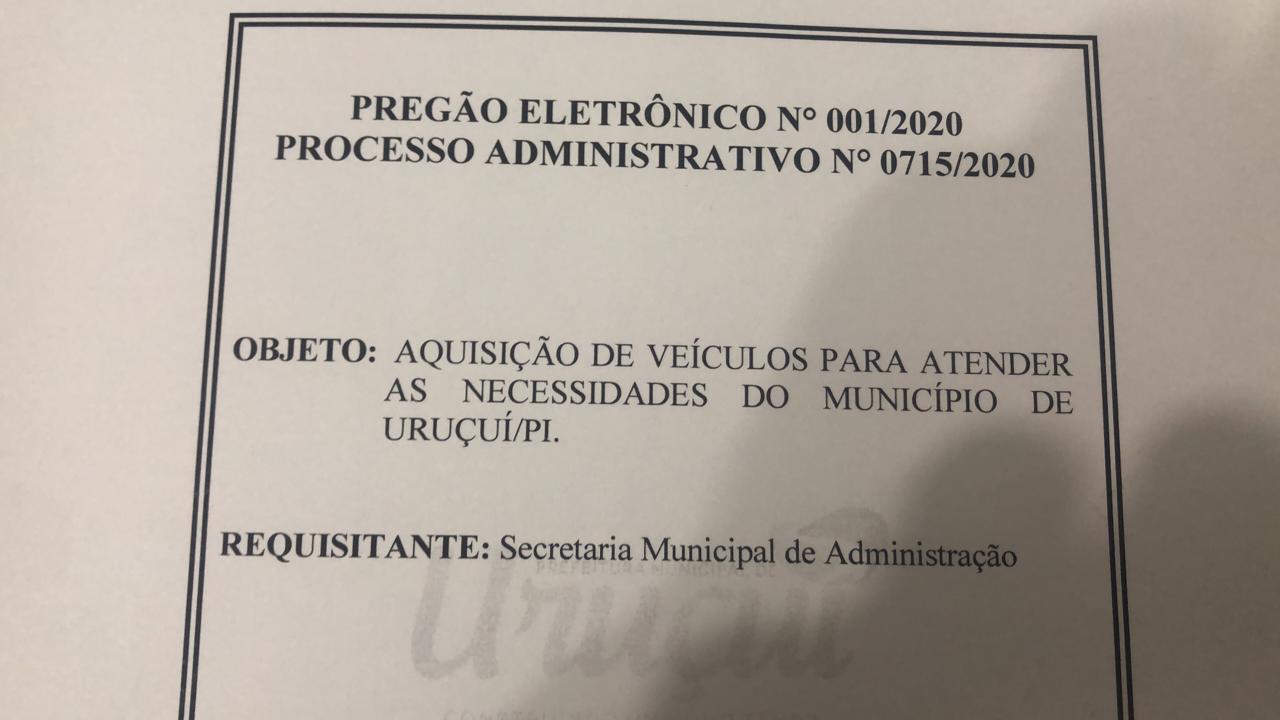 Uruçuí realiza pregão eletrônico para aquisição de carros - Imagem 1