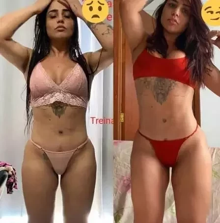 Perlla posa de frente e de costas para mostrar resultado de treinos - imagem 19190