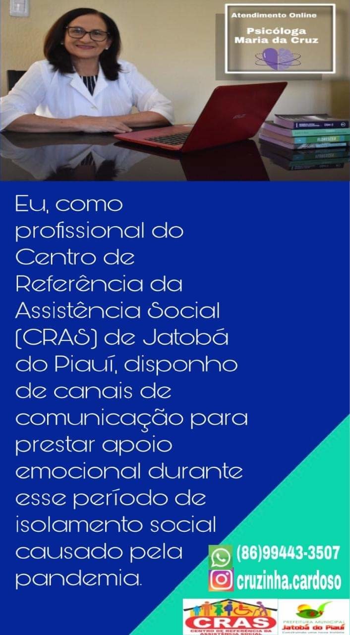 Jatobá do Piauí disponibiliza psicóloga para prestar apoio emocional as famílias durante a pandemia através de canais de comunicação