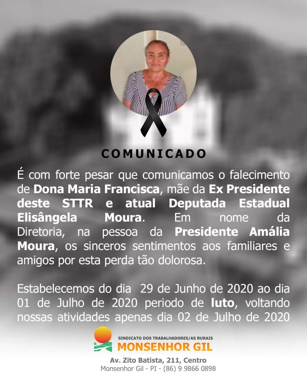 Prefeitura de Monsenhor Gil lamenta pela morte da mãe da deputada - Imagem 3