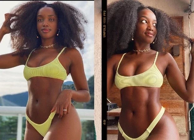 IZA posa sensual de biquíni, com cara limpa e cabelos naturais; fotos - imagem 22538