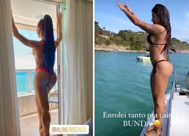 Aline Riscado faz topless na varanda de quarto e mostra mergulho;fotos - imagem 25008