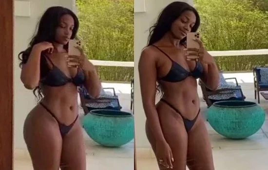 De biquíni, IZA renova o bronze na piscina de sua mansão e esquenta a web