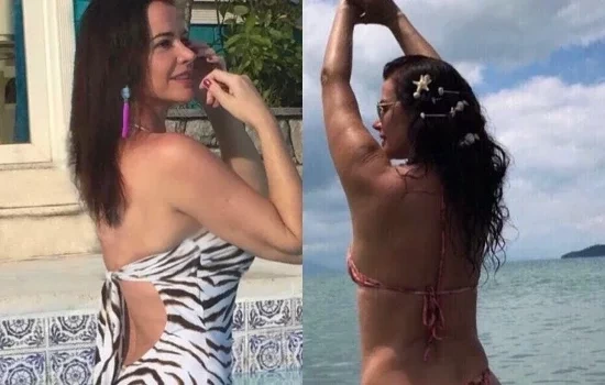 Luma de Oliveira completa 57 anos e esbanja corpão ao posar com look cavado
