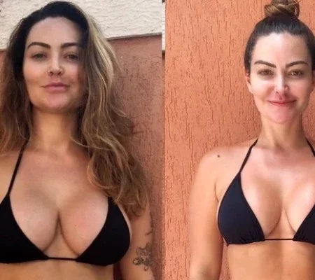 Laura Keller mostra antes e depois de perder 14 quilos após gravidez