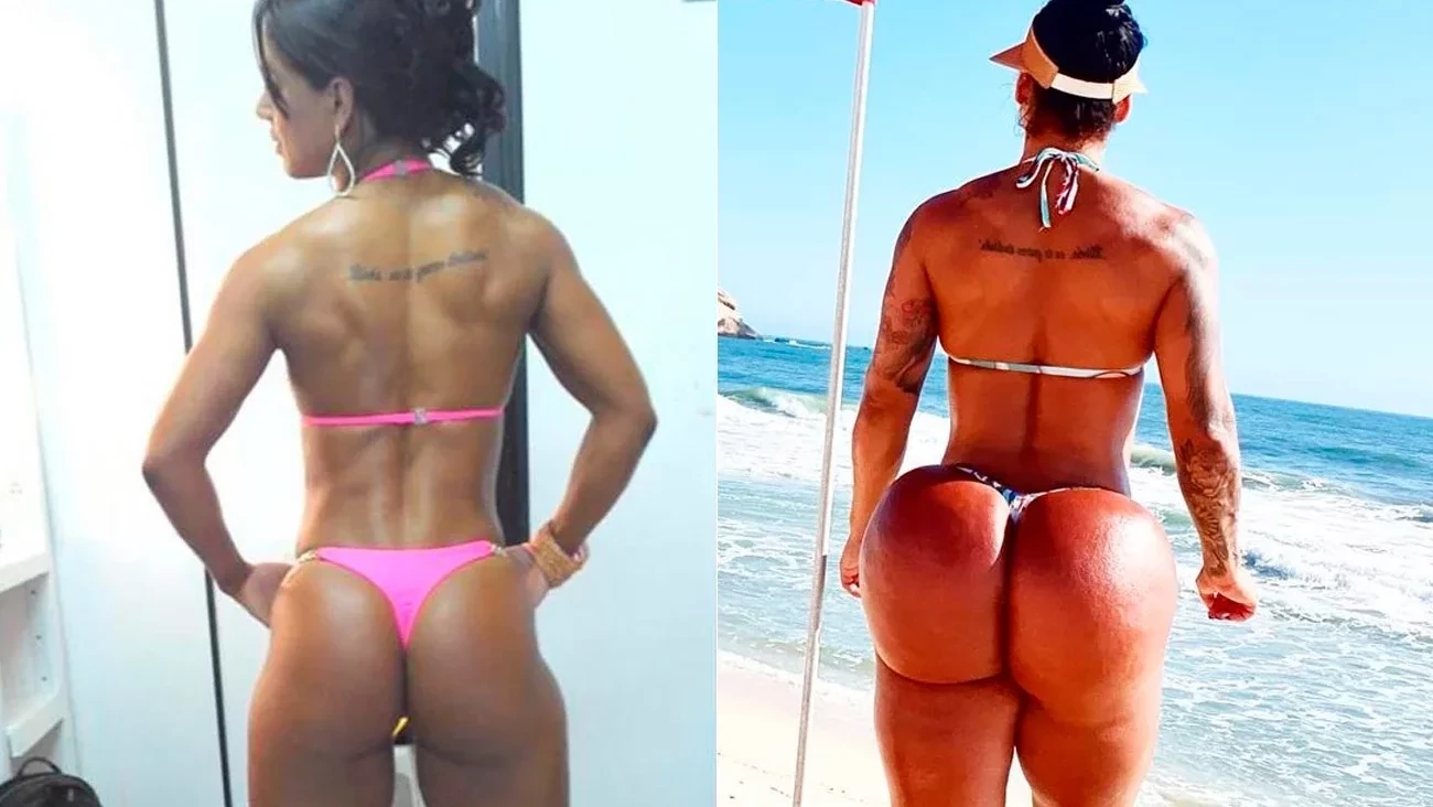 Modelo mostra 'antes e depois' do bumbum de 126cm e impressiona; fotos - imagem 34094