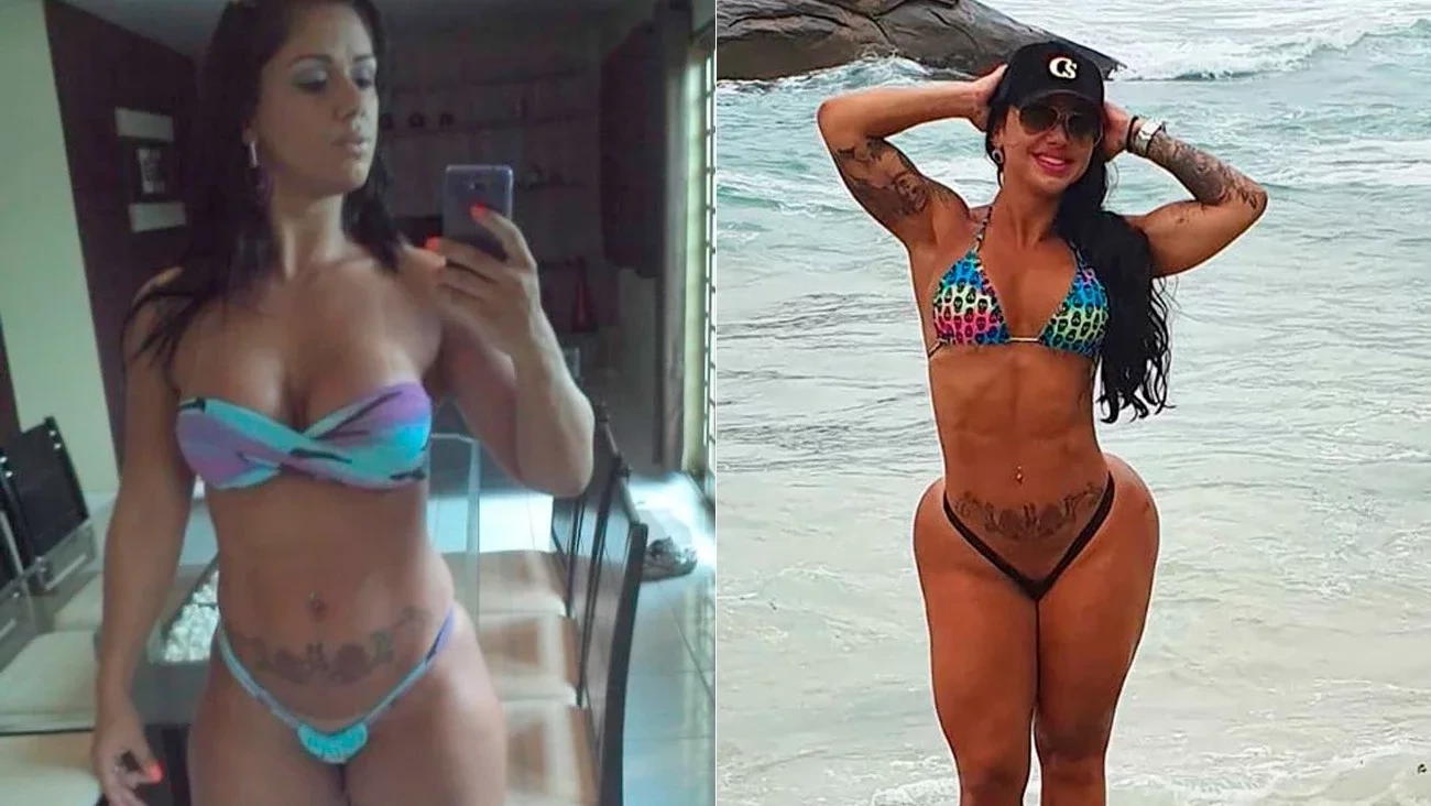 Modelo mostra 'antes e depois' do bumbum de 126cm e impressiona; fotos - imagem 34096