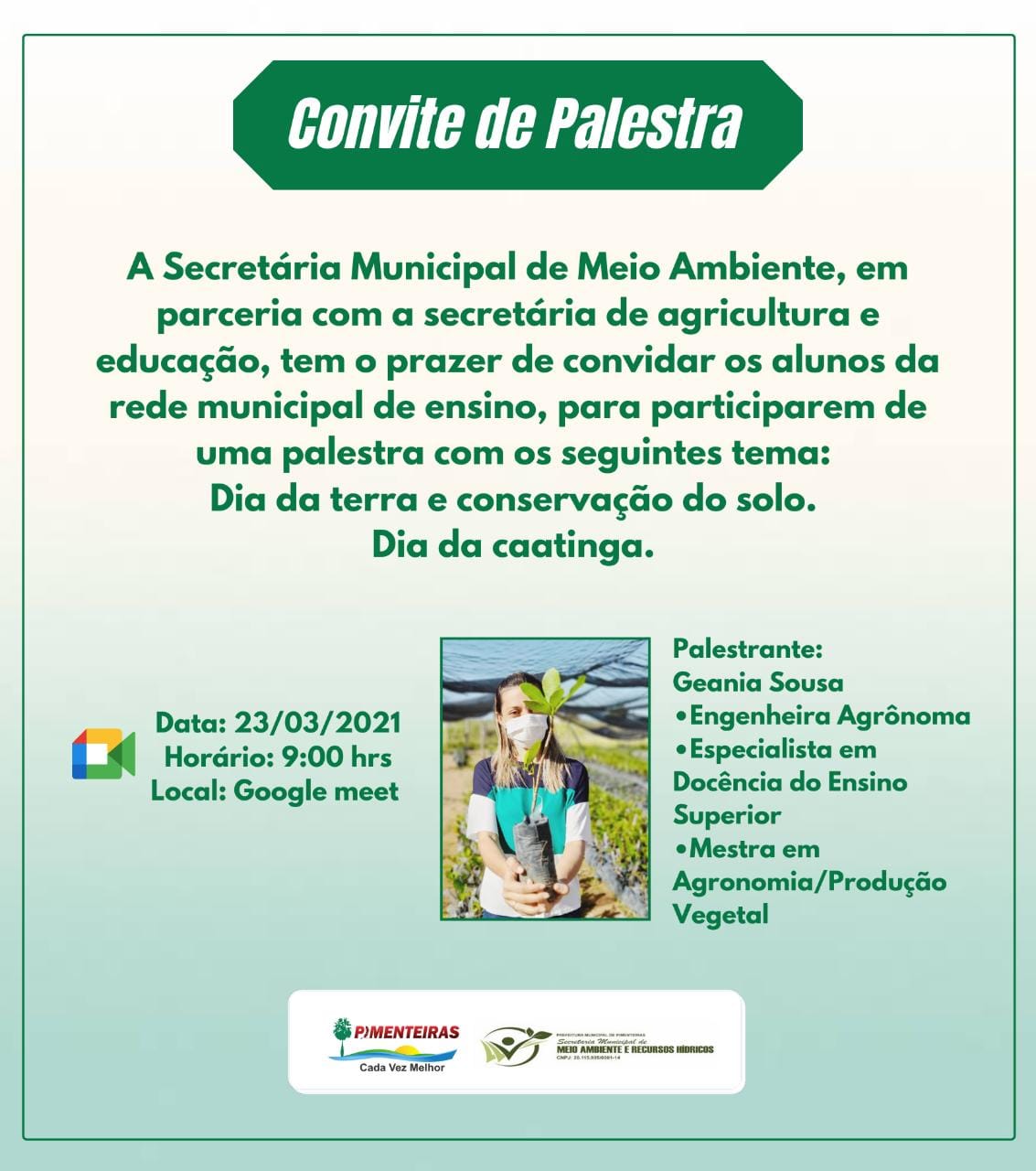  Pimenteiras realizará palestra virtual sobre Educação Ambiental. - Imagem 1