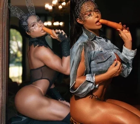 Gracyanne Barbosa põe cenoura na boca em ensaio quente de Páscoa