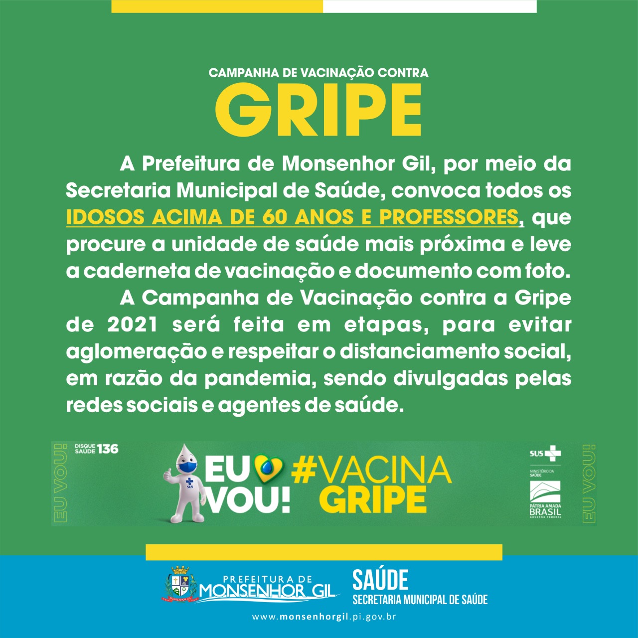 Prefeitura de Monsenhor Gil dá início vacinação contra a Gripe - Imagem 1
