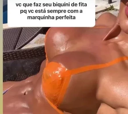 Gracyanne Barbosa revela que faz o próprio biquíni de fita; fotos