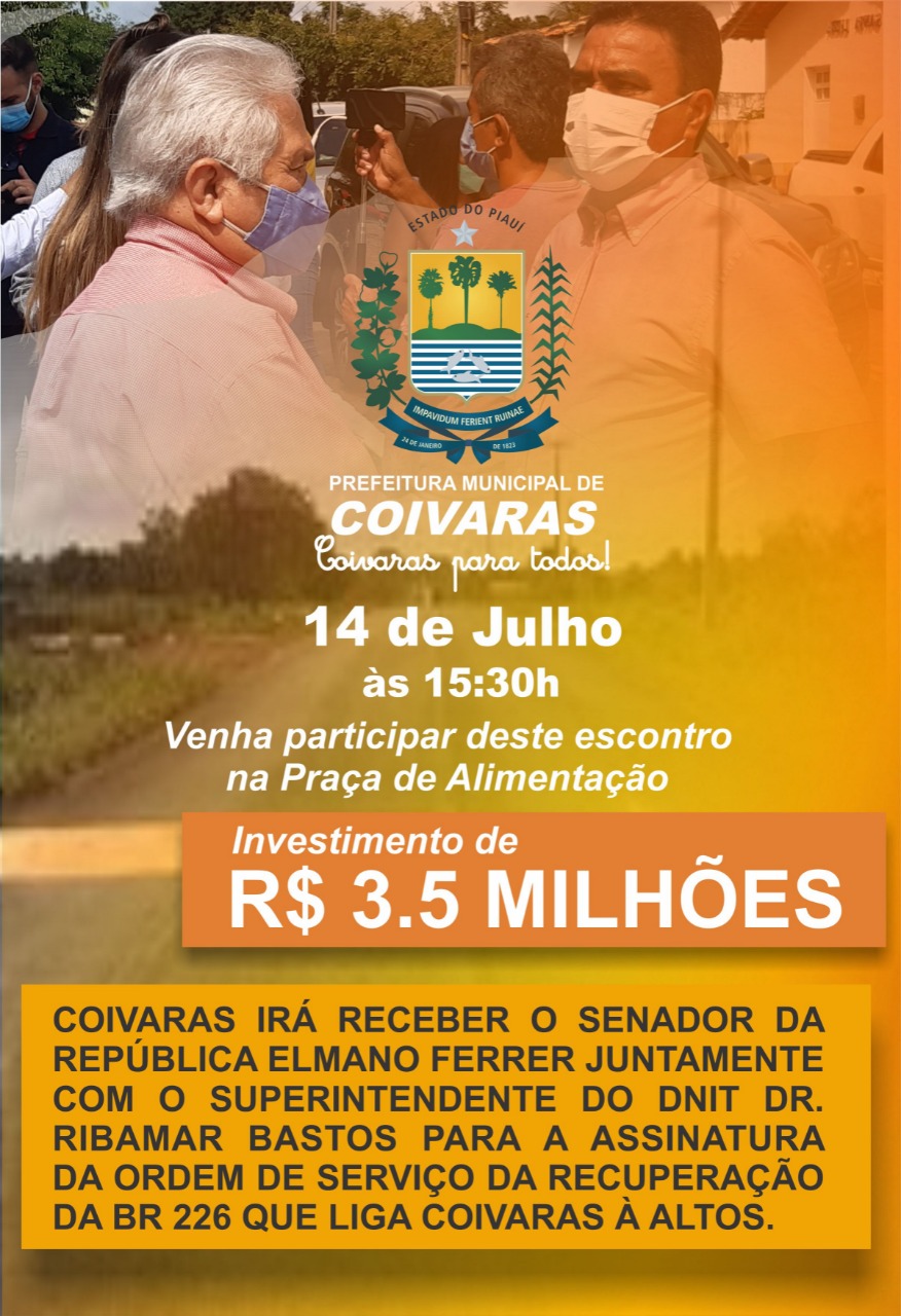 ORDEM DE SERVIÇO EM COIVARAS: 3,5 MILHÕES EM RECUPERAÇÃO DA BR 226 - Imagem 1