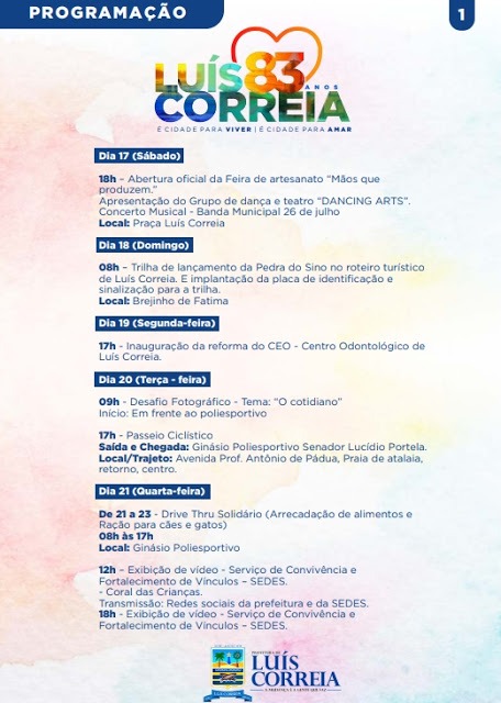 Programação comemorativa aos 83 anos de Luís Correia inicia neste sábado 17 - Imagem 2