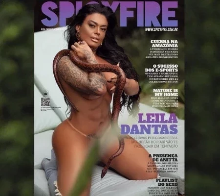 Miss Bumbum Piauí posa nua em revista masculina com cobra gigantesca; fotos