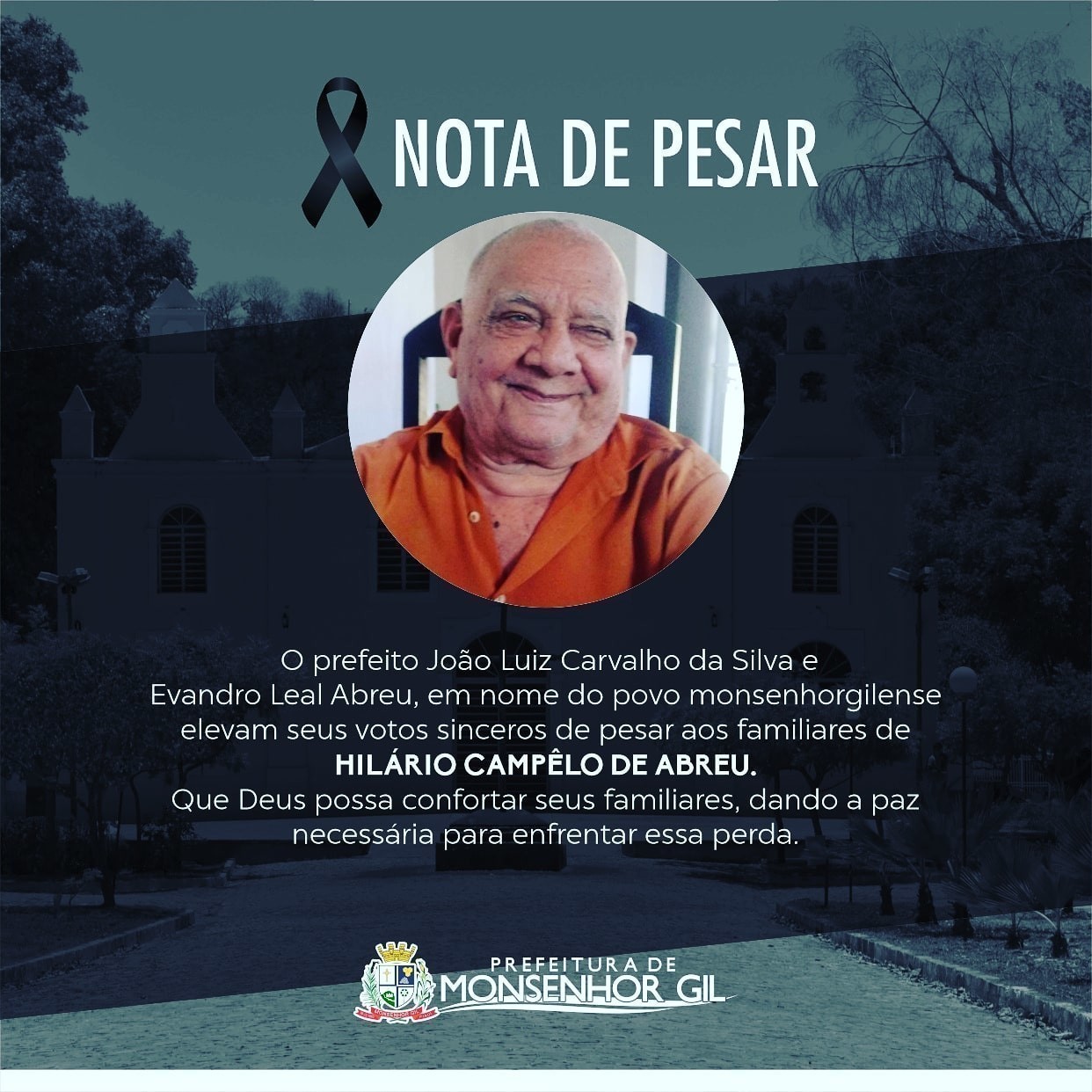 Monsenhor Gil se despede de mestre Hilário de Abreu