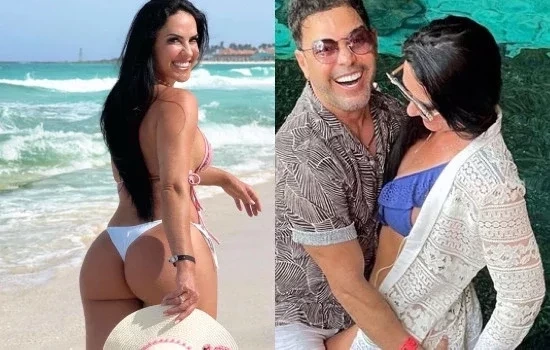 Graciele Lacerda ganha “mão boba” de Zezé durante viagem; fotos