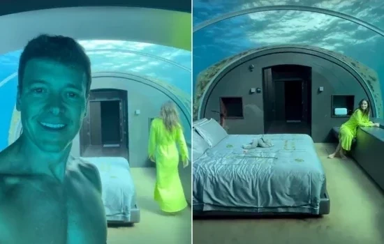 Rodrigo Faro dorme em quarto submarino nas Maldivas com diária de R$101 mil