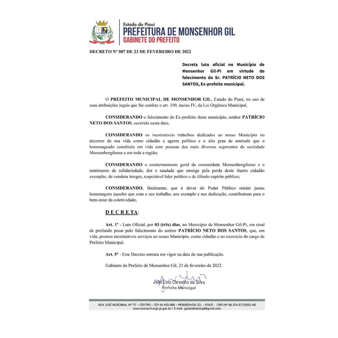 Monsenhor Gil se despede do seu ex prefeito Patricio Neto - Imagem 1