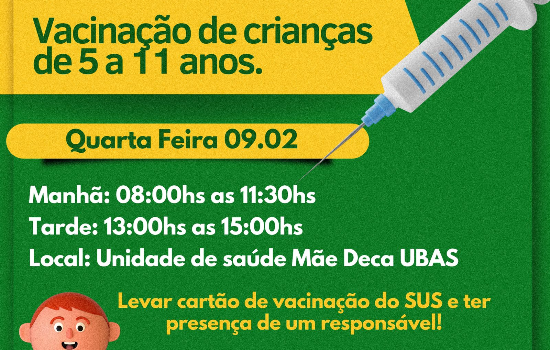 Secretaria de saúde de Lagoinha vacina crianças de 05 a 11 anos de idade